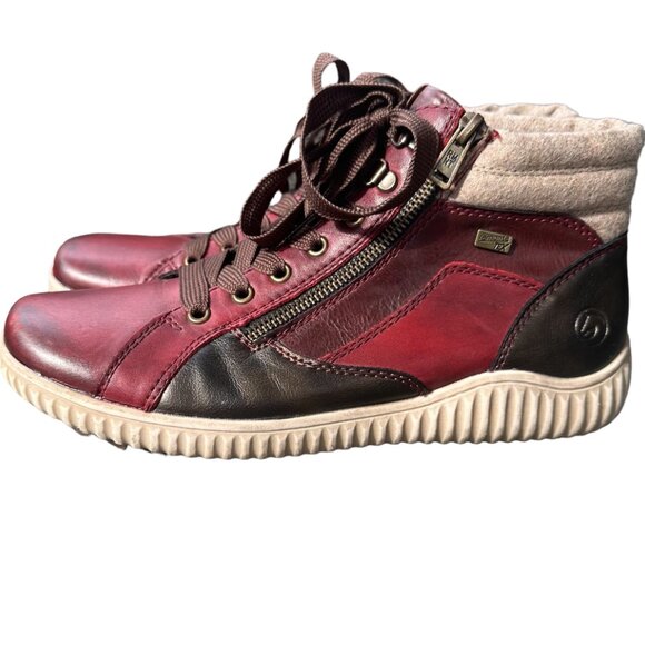 Remonte Shoes - Remonte Women's High Top Zipper Boot Sneaker Red Vino Size 9.5 (41) with Box